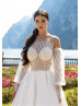 Ivory Lace Satin Button Back Wedding Dress
